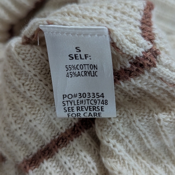 Promesa Oversized Slouchy Striped Cream And Brown Sweater Size Small F - Picture 4 of 5